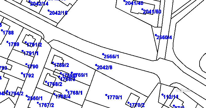 Parcela st. 2566/1 v KÚ Stará Boleslav, Katastrální mapa