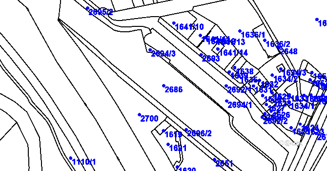 Parcela st. 2686 v KÚ Stará Boleslav, Katastrální mapa