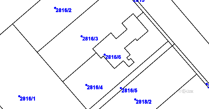 Parcela st. 2816/6 v KÚ Stará Boleslav, Katastrální mapa