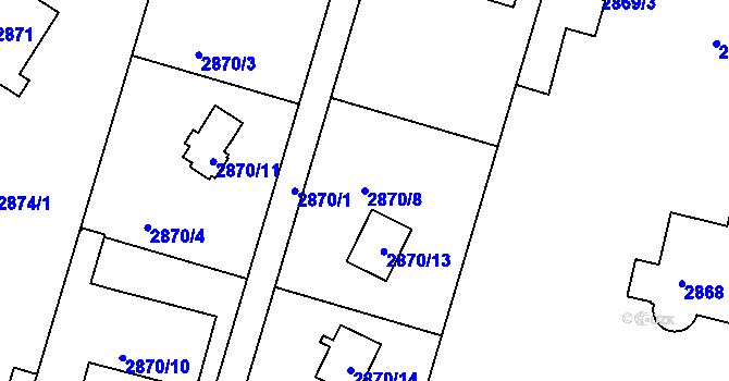 Parcela st. 2870/8 v KÚ Stará Boleslav, Katastrální mapa