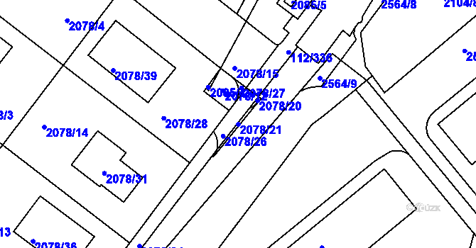 Parcela st. 2078/21 v KÚ Stará Boleslav, Katastrální mapa