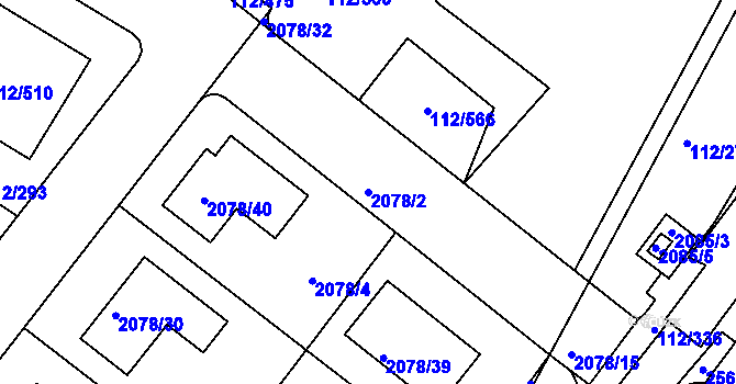 Parcela st. 2078/2 v KÚ Stará Boleslav, Katastrální mapa