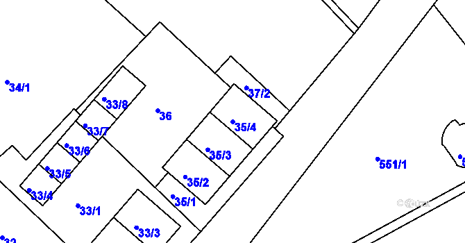 Parcela st. 35/4 v KÚ Stará Boleslav, Katastrální mapa