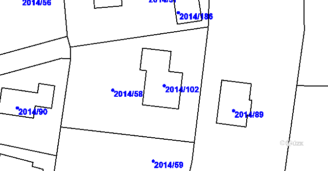 Parcela st. 2014/102 v KÚ Stará Boleslav, Katastrální mapa
