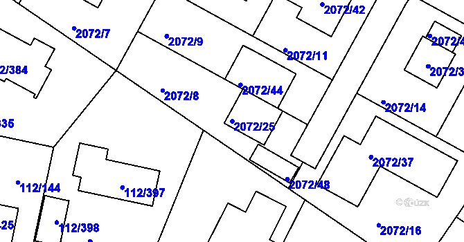 Parcela st. 2072/25 v KÚ Stará Boleslav, Katastrální mapa