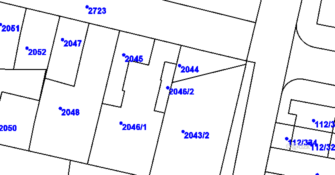 Parcela st. 2046/2 v KÚ Stará Boleslav, Katastrální mapa