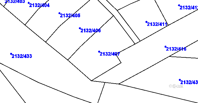 Parcela st. 2132/407 v KÚ Stará Boleslav, Katastrální mapa