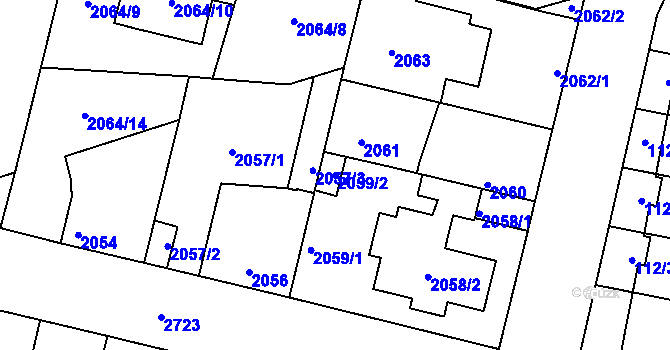 Parcela st. 2059/2 v KÚ Stará Boleslav, Katastrální mapa
