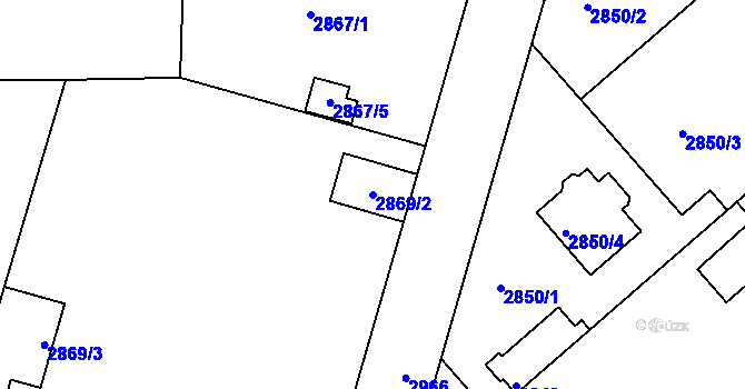 Parcela st. 2869/2 v KÚ Stará Boleslav, Katastrální mapa