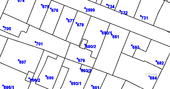 Parcela st. 680/2 v KÚ Stará Boleslav, Katastrální mapa