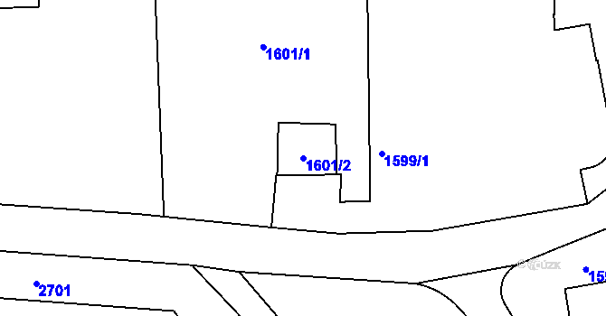 Parcela st. 1601/2 v KÚ Stará Boleslav, Katastrální mapa