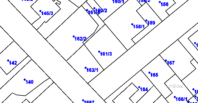 Parcela st. 161/3 v KÚ Stará Boleslav, Katastrální mapa