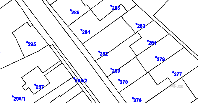Parcela st. 282 v KÚ Zápy, Katastrální mapa