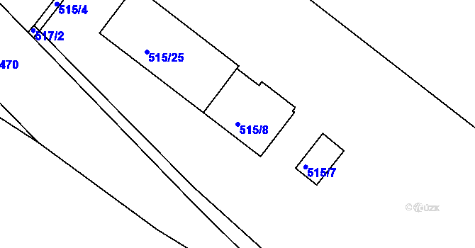 Parcela st. 515/8 v KÚ Zápy, Katastrální mapa