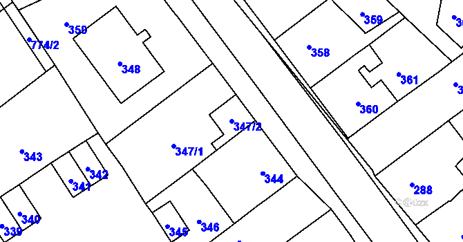 Parcela st. 347/2 v KÚ Zápy, Katastrální mapa