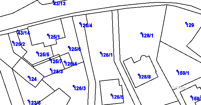 Parcela st. 126/1 v KÚ Zápy, Katastrální mapa