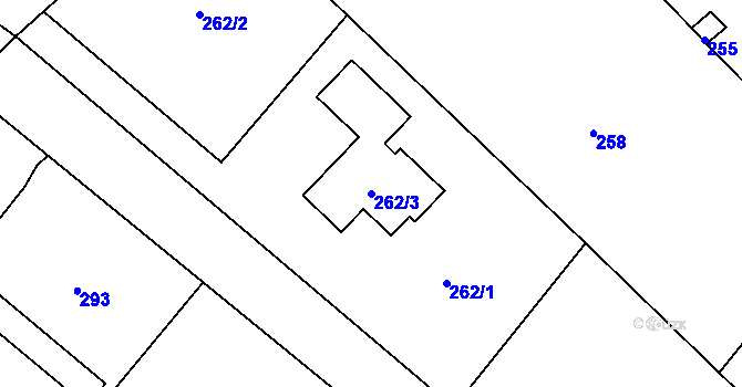 Parcela st. 262/3 v KÚ Zápy, Katastrální mapa