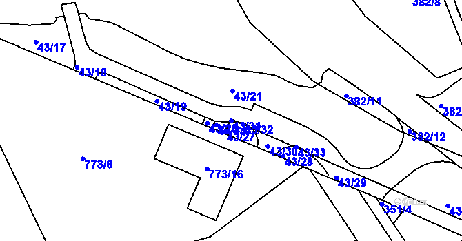 Parcela st. 43/31 v KÚ Zápy, Katastrální mapa