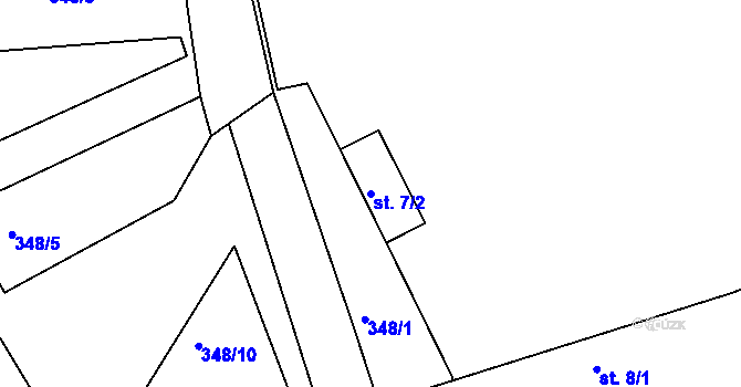 Parcela st. 7/2 v KÚ Popovice u Brandýsa nad Labem, Katastrální mapa