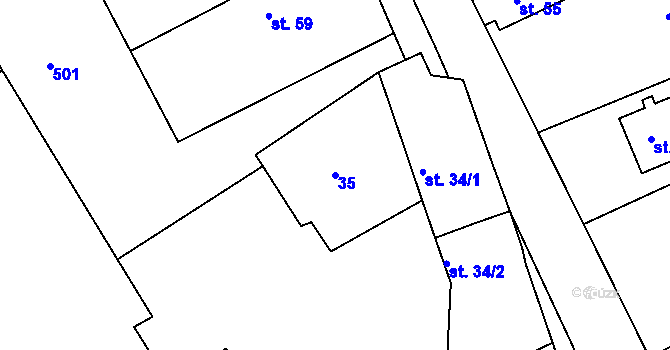 Parcela st. 35 v KÚ Popovice u Brandýsa nad Labem, Katastrální mapa