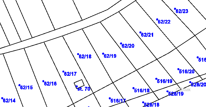 Parcela st. 62/19 v KÚ Popovice u Brandýsa nad Labem, Katastrální mapa