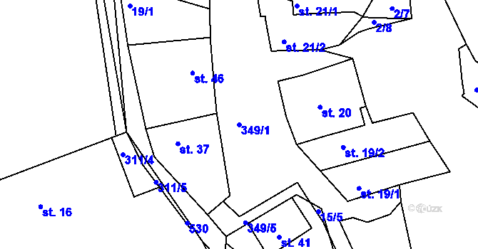 Parcela st. 349/1 v KÚ Popovice u Brandýsa nad Labem, Katastrální mapa