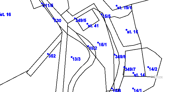 Parcela st. 15/2 v KÚ Popovice u Brandýsa nad Labem, Katastrální mapa