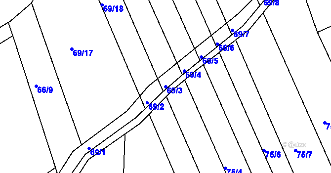 Parcela st. 69/3 v KÚ Popovice u Brandýsa nad Labem, Katastrální mapa