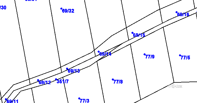 Parcela st. 69/14 v KÚ Popovice u Brandýsa nad Labem, Katastrální mapa