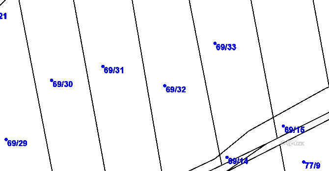 Parcela st. 69/32 v KÚ Popovice u Brandýsa nad Labem, Katastrální mapa