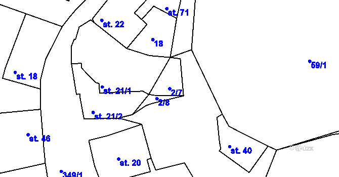 Parcela st. 2/7 v KÚ Popovice u Brandýsa nad Labem, Katastrální mapa