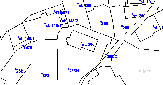 Parcela st. 206 v KÚ Brandýs nad Orlicí, Katastrální mapa
