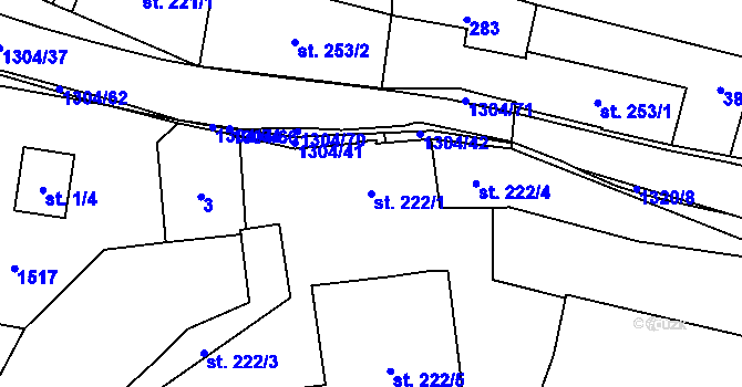Parcela st. 222/1 v KÚ Brandýs nad Orlicí, Katastrální mapa