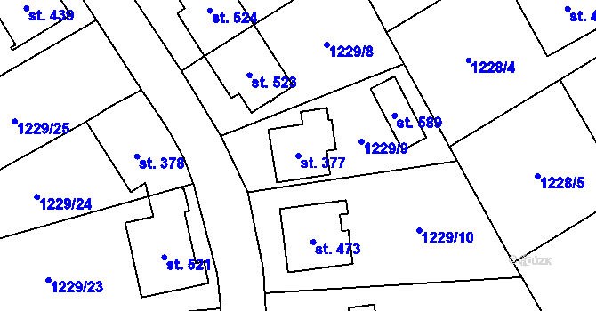 Parcela st. 377 v KÚ Brandýs nad Orlicí, Katastrální mapa