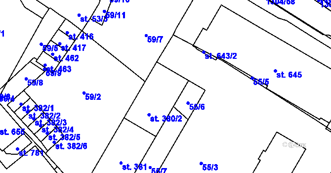 Parcela st. 380/1 v KÚ Brandýs nad Orlicí, Katastrální mapa