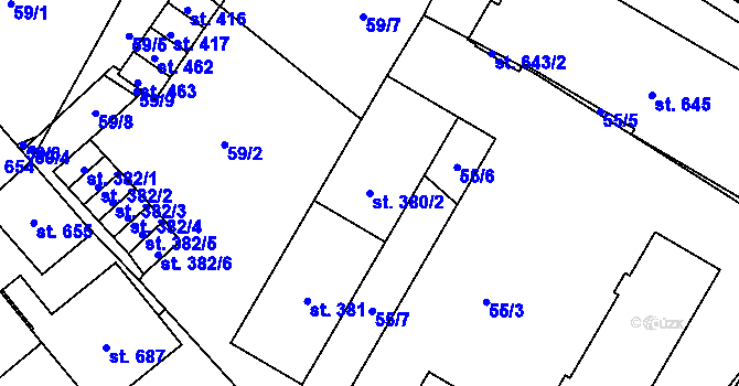 Parcela st. 380/2 v KÚ Brandýs nad Orlicí, Katastrální mapa