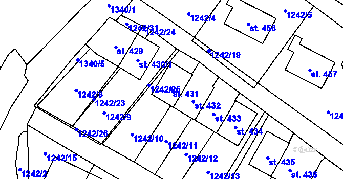 Parcela st. 431 v KÚ Brandýs nad Orlicí, Katastrální mapa