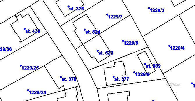 Parcela st. 523 v KÚ Brandýs nad Orlicí, Katastrální mapa