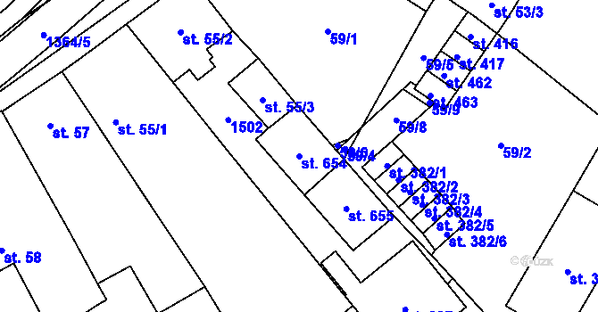 Parcela st. 654 v KÚ Brandýs nad Orlicí, Katastrální mapa