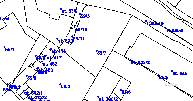Parcela st. 59/7 v KÚ Brandýs nad Orlicí, Katastrální mapa