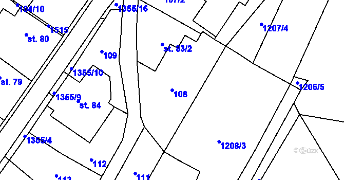 Parcela st. 108 v KÚ Brandýs nad Orlicí, Katastrální mapa
