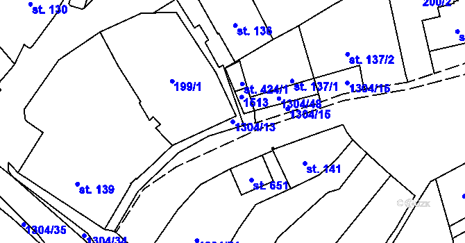 Parcela st. 1304/13 v KÚ Brandýs nad Orlicí, Katastrální mapa
