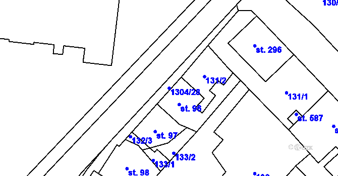 Parcela st. 1304/28 v KÚ Brandýs nad Orlicí, Katastrální mapa