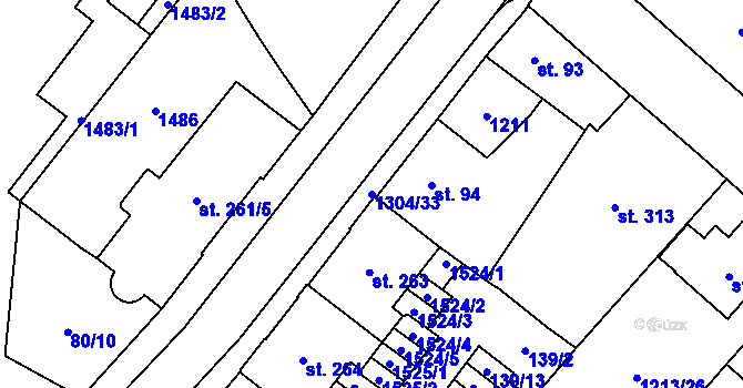 Parcela st. 1304/33 v KÚ Brandýs nad Orlicí, Katastrální mapa