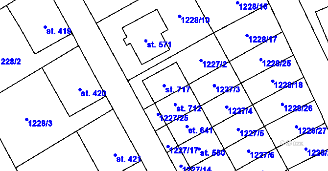 Parcela st. 717 v KÚ Brandýs nad Orlicí, Katastrální mapa