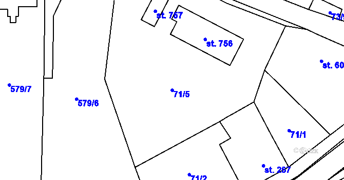 Parcela st. 71/5 v KÚ Brandýs nad Orlicí, Katastrální mapa