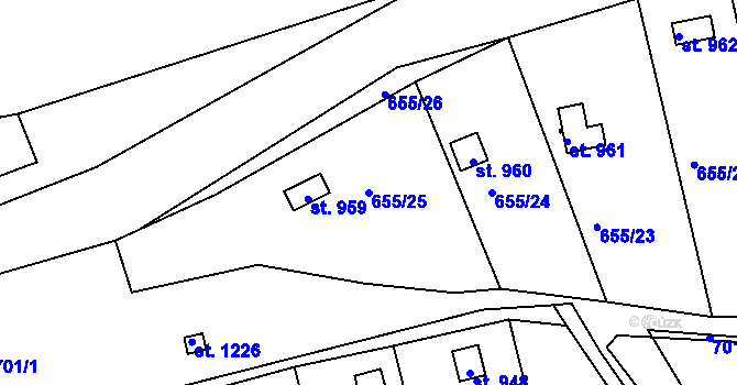 Parcela st. 655/25 v KÚ Brandýsek, Katastrální mapa