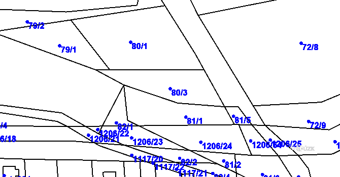 Parcela st. 80/3 v KÚ Brandýsek, Katastrální mapa