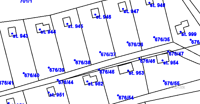 Parcela st. 676/37 v KÚ Brandýsek, Katastrální mapa