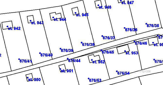 Parcela st. 676/38 v KÚ Brandýsek, Katastrální mapa